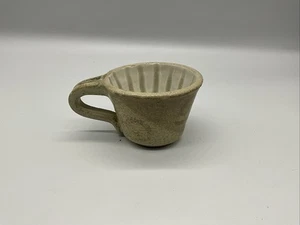 Tan Rustic Art Pottery Mug Signed 2 3/4” T - Picture 1 of 8