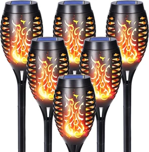 Lampade Solari Da Giardino - 6 Pezzi 12 LED Solare Torcia Luce Con Effetto Fiamm - Foto 1 di 12