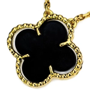 Van Cleef & Arpels K18YG Collar Colgante Ónix Alhambra De Colección Antiguo - Auténtico Gratis - Imagen 1 de 6