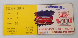Darlington Speedway September 1, 1991 Harry Gant Winner Ticket Stub Heinz 500 - Picture 1 of 2