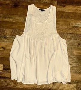 American Eagle Damen Gr. L bestickt fließend Trapez Tank Top U-Ausschnitt leicht - Bild 1 von 8