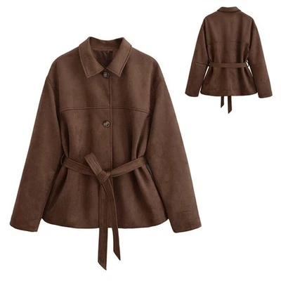 Women Coat Vacation Jacket Motorcycle Outerwear Biking Lapel Long Sleeve Retro - Image 1 of 3