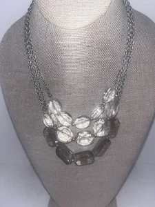 Premier Designs Silber Ton Grob Glas Dreifach Strang Perlen Halskette 18" Lot E - Bild 1 von 4