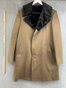 Vintage Mens Trench Coat 42 Long CROWNWARE Tan Beige Button Down POG - Picture 1 of 8