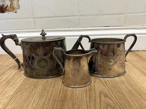 Juego de té vintage/antiguo Henry Wilkinson de 3 piezas cubiertos EP - Imagen 1 de 24