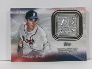 2021 Update Topps 70th Anniversary Manufactured Logo Warren Spahn Patch HOF - Picture 1 of 2