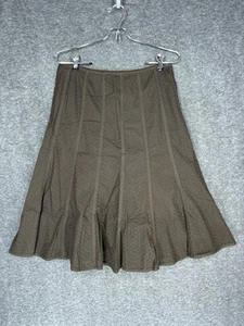 Liz Claiborne Midi Skirt Womens 4 Brown Eyelet Cotton Flared Lined Zipper Y2K - Picture 1 of 13