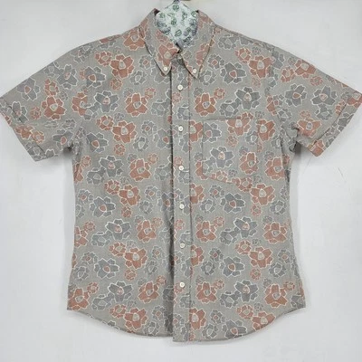 Jack Spade Shirt Men Large Gray Floral Reverse Print Short Sleeve Button Up - Image 1 of 4