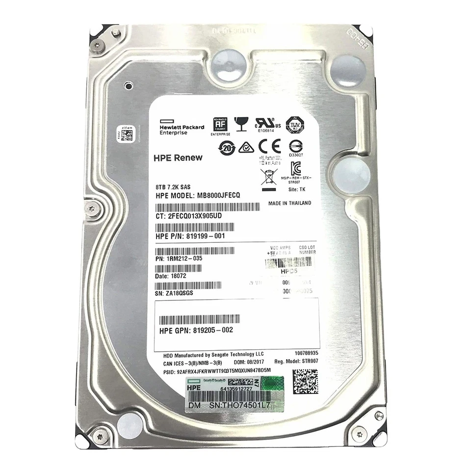 Hard drive HPE 8TB 7.2K HDD SAS 12G 3.5" 512e 256MB 819205-002 - Bild 1 von 1