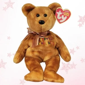 🤎🧡GRATEFULLY🧡🤎  2007 TY Beanie Babies Thanksgiving BEAR - MWMT'S - Bild 1 von 7