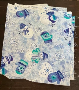 Christmas Spirit Snowman Spring Industries Sewing Fabric Craft Teal Purple 43x37 - Picture 1 of 5