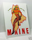 Miss Maine Pinup Vintage Style Travel Decal, Vinyl Sticker, Luggage Label
