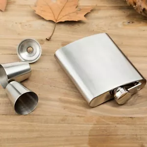 8oz Alcohol Pocket Flask Portable Stainless Steel Whiskey Bottle with Funnel - Picture 1 of 10