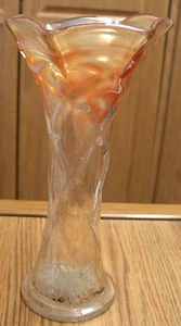Dugan Carnival Glass Vase. Marigold fade to Clear, Criss Cross - Picture 1 of 6