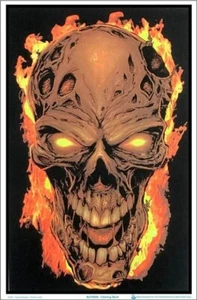 CALAVERA FLAMING - Flocked Blacklight - Póster 23 in X 35 in - PÓSTER - Imagen 1 de 2