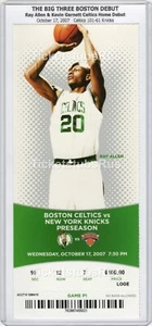 THE BIG 3 DEBUT 2007 Celtics Knicks 10/17 Full Ticket PIERCE GARNETT RAY ALLEN - Picture 1 of 12