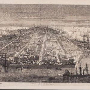 Vue de Charleston - Partie incendiée le 11 décembre - Gravure de presse 1862 - Picture 1 of 2