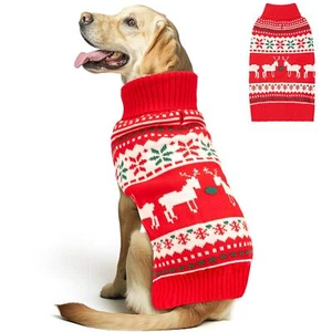 Christmas Dog Sweaters for Medium Dogs Snowflake Reindeer Holiday Dog Sweater... - Picture 1 of 7