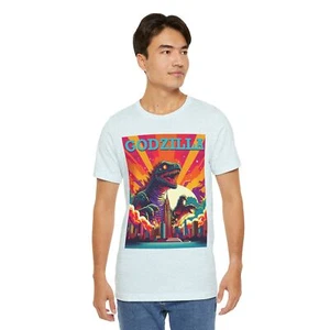 Godzilla Unisex Tee Vintage Graphic Retro Style T-shirt Movie Lovers Gift Fans - Picture 1 of 17