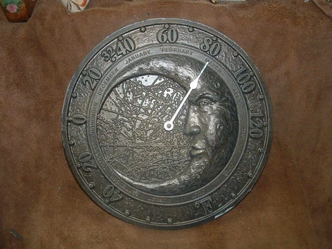 HEAVY METAL BRONZE FINISH MAN IN THE MOON MONTH DIAL WALL HANGING PLAQUE USA Cover