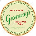 Greenway's India Pale Ale 11.75" Round Metal Sign