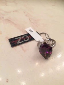 Brand NEW - CZ by Kenneth Jay Lane Pear CZ Prong Ring - Purple - Free Shipping - Picture 1 of 1