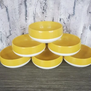 Vintage Thermos 7 oz Insulated Bowls (6) Yellow White School Cafeteria Dining - Picture 1 of 7