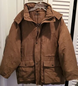 Chaqueta Abrigo CLAIRBORNE PATO Plumón Para Hombres XXL Imitación Gamuza Con Capucha Marrón Granero Rancho - Imagen 1 de 15