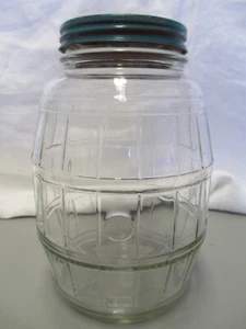 VTG BARREL SHAPED, MEDIUM SIZE PICKLE JAR, BALL 4 #425-65, METAL LID, VERY NICE - Picture 1 of 23