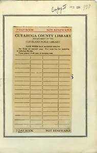 1924 Cuyahoga Bibliotheksausweis & Seite NatGeo DRUCKANZEIGE fast 100 Jahre alt 2 Stück (3389) - Bild 1 von 2