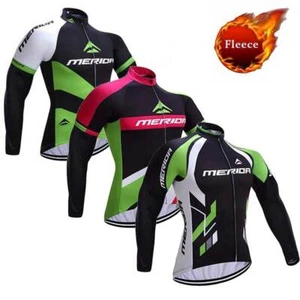 Merida Thermal Cycling Jersey Men's Long Sleeve Fleece Winter Cycle Shirt Top - Picture 1 of 11
