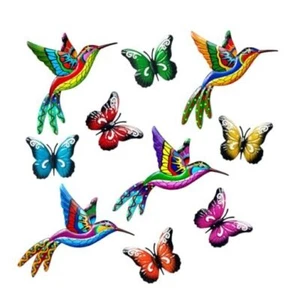 10 Pcs Metal Garden Decor Including 4 Pcs Metal Hummingbirds 6 Pcs Metal - Picture 1 of 8