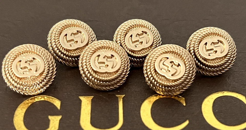 Ø 15 mm Set 6 Ersatzknöpfe Metall Knöpfe GG GUCCI Knopf Logo Gold Farbe - Bild 1 von 4