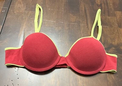 Sujetador con aros acolchado Outlooks borgoña y amarillo para mujer talla 32A Foto 1 de 3