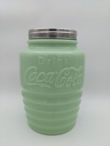 JADEITE Coca Cola Cookie Jar Retro Green Great Condition Coca-Cola Collectible 