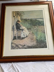 CLAUDE MONET - Lady Doing Needlework - VINTAGE Venturra Prints 1988 - Framed - Picture 1 of 9