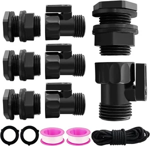 Rain Barrel Spigot Kit 4 Kit Water hose Shut-Off Ball Valve Plastic Garden Ho... - Picture 1 of 7