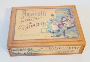 Amaretti Specialita Del Chiostro Di Saronno Wooden Candy Box 9.5" x 7" x 2.75" - Picture 1 of 8