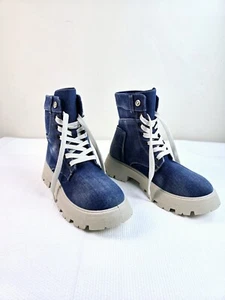 Denim Lace -Up Ankle Boots for women - Picture 1 of 10