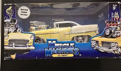 1/24 55 Chevy Bel Air (ylw/wht) Muscle Machines - Image 1 of 4