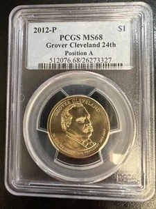 2012-P Grover Cleveland 24th ~Presidential Dollar ~Position A ~MS68 PCGS~TOP POP - Picture 1 of 5