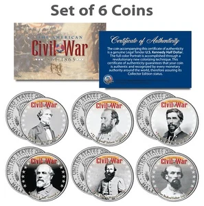 American CIVIL WAR South CONFEDERATE LEADERS Kennedy Half Dollars 6-Coin US Set - Picture 1 of 3
