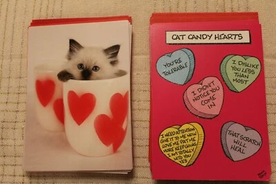 Lot of 24 Recycled Greetings Valentine's Cards 2 diff kitten & hearts-Papyrus - Image 1 of 4