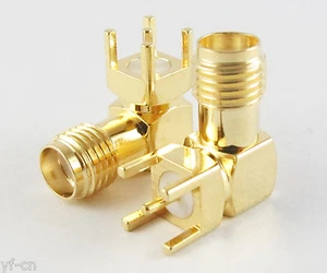 100x SMA RF Female Jack Right Angle 90°PCB Board Mount Coaxial Adapter Connector - Picture 1 of 5