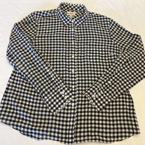 J Crew Stretch Perfect Shirt Womens Sz 16 Black White Check Gingham Cotton - Picture 1 of 10