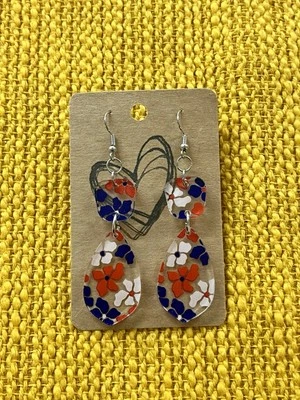 Pendientes colgantes florales rojos, blancos y azules NUEVO 4 de julio Foto 1 de 4