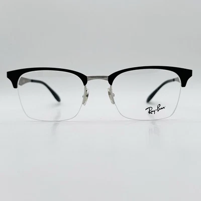 Gafas Ray ban Hombre Damas Ovaladas Negras Plata Medio Borde Mod. RB 6360 2861 Nuevo Foto 1 de 4