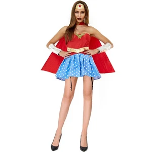 Mujer Vestido Elegante Disfraz Halloween M-2XL Supermujer Superhéroe Supergirl Maravilla - Imagen 1 de 4