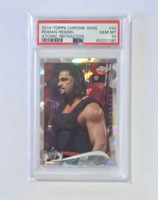 2014 Topps Chrome WWE #42 - Atomic Refractor - Roman Reigns PSA Gem Mint 10 - Image 1 of 4