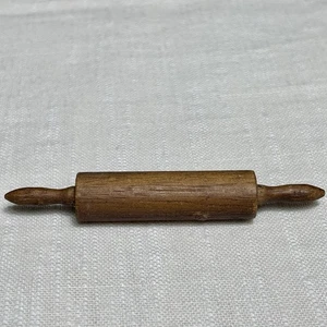 Vintage Miniature Old Rolling Pin 3.5 Inch Handmade Wood Doll House Scene Baking - Picture 1 of 17